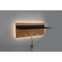 Seinänaulakko LED-valolla ja hyllyllä M&amp;M Samantha, 75x30cm, puu/musta