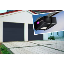 Autotallin nosto-ovi Isomatic Nordic, 2500x2125mm, vaakauritettu + avaaja Liftronic 500, tummanharmaa