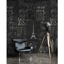 Paneelitapetti Mindthegap Grand Eiffel Anthracite, 1.56x3m