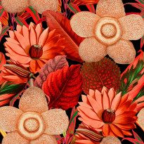 Paneelitapetti Mindthegap Water lilies, 1.56x3m, punainen/musta