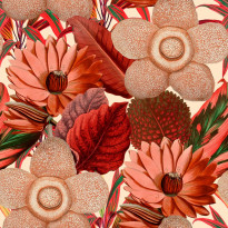 Paneelitapetti Mindthegap Water lilies, 1.56x3m, punainen/beige