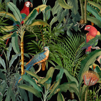 Paneelitapetti Mindthegap Parrots of brasil, 1.56x3m, musta