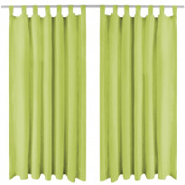 Mikro-satiiniverhot silmukoilla 2 kpl 140x175 cm vihreä