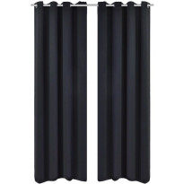 Mustat pimennysverhot metallirenkailla 2 kpl 135 x 245 cm