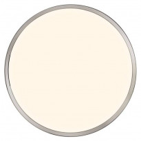 LED-plafondi Nordlux Oja, Ø424mm, 3000/4000K, harjattu nikkeli 