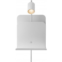 Seinävalaisin Nordlux Roomi, USB-latausporteilla, 282x248x165mm, valkoinen