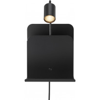 Seinävalaisin Nordlux Roomi, USB-latausporteilla, 282x248x165mm, musta