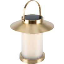 LED-aurinkokennovalaisin Nordlux Temple To Go 30, USB-ladattava, messinki