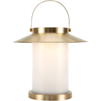 LED-aurinkokennovalaisin Nordlux Temple To Go 35, USB-ladattava, messinki