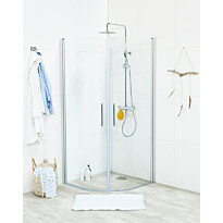 Suihkunurkkaus Noro Fix Trend R 88, 800x800x1950 mm, mattahopea, kirkas lasi, Verkkokaupan poistotuote