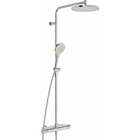 Sadesuihkusetti Oras Optima Style 7192N-80, termostaattihanalla, vettä säästävä, suihkupää ⌀250mm, harjattu teräs