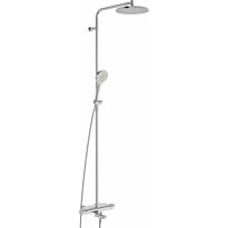 Sadesuihkusetti Oras Optima Style 7193N-80, termostaattihanalla, suihkupää ⌀250mm, vettä säästävä, juoksuputkella, harjattu teräs