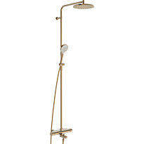 Sadesuihkusetti Oras Optima Style 7193N-81, termostaattihanalla, juoksuputkella, vettä säästävä, suihkupää ⌀250mm, harjattu pronssi
