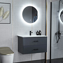 Kylpyhuoneryhmä Lyfco, 80x50cm, LED-peilillä, harmaa/musta