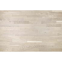 Lautaparketti Baltic Wood Country Tammi, 3-sauva, 13,3mm, valkoinen mattalakattu