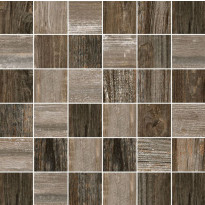 Mosaiikkilaatta Pukkila Artwood Multibrown, himmeä, sileä, 50x50mm