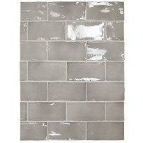 Seinälaatta Pukkila Manacor Mercury Grey, kiiltävä, strukturoitu, 7.5x15cm