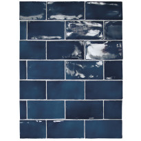 Seinälaatta Pukkila Manacor Ocean Blue, kiiltävä, strukturoitu, 7.5x15cm