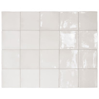 Seinälaatta Pukkila Manacor White, kiiltävä, strukturoitu, 10x10cm