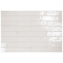 Seinälaatta Pukkila Manacor White, kiiltävä, strukturoitu, 6.5x40cm