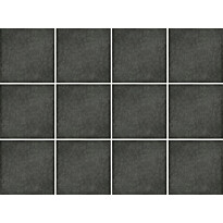 Lattialaatta Pukkila Flow Black, 10x10cm, matta, lasitettu, liimatäpläarkki