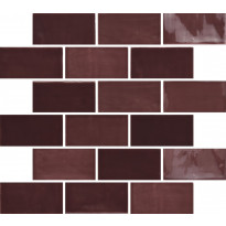 Seinälaatta Pukkila New Zellige Burgundy, kiiltävä, strukturoitu, 65x130mm
