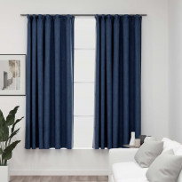 Pellavamaiset pimennysverhot koukuilla 2 kpl 140x175 cm