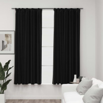 Pellavamaiset pimennysverhot koukuilla 2 kpl 140x175cm