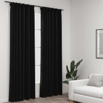 Pellavamaiset pimennysverhot koukuilla 2 kpl 140x245cm