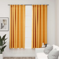Pellavamaiset pimennysverhot koukuilla 2 kpl kelt. 140x175cm