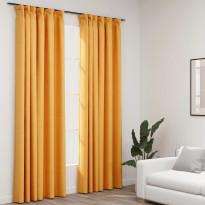 Pellavamaiset pimennysverhot koukuilla 2 kpl kelt. 140x245cm