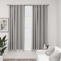 Pellavamaiset pimennysverhot koukuilla 2kpl harmaa 140x175cm