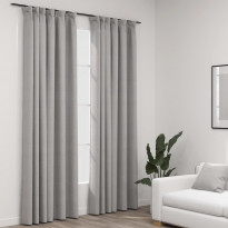 Pellavamaiset pimennysverhot koukuilla 2kpl harmaa 140x245cm