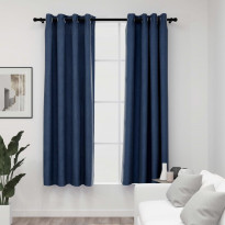 Pellavamaiset pimennysverhot renkailla 2 kpl 140x175 cm