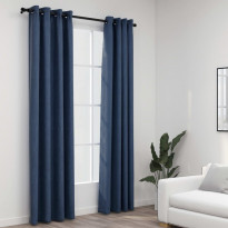 Pellavamaiset pimennysverhot renkailla 2 kpl 140x245 cm