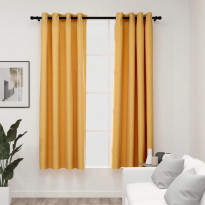 Pellavamaiset pimennysverhot renkailla 2kpl 140x175 cm