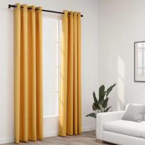 Pellavamaiset pimennysverhot renkailla 2kpl 140x245 cm