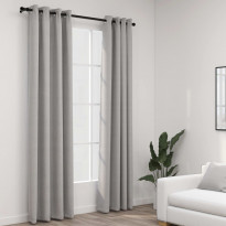 Pellavamaiset pimennysverhot renkailla 2kpl harmaa 140x245cm