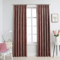 Pimennysverhot koukuilla 2 kpl sametti pinkki 140x245 cm