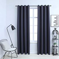 Pimennysverhot metallirenkailla 2 kpl antrasiitti 140x175cm