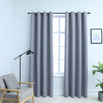 Pimennysverhot metallirenkailla 2 kpl harmaa 140x175cm