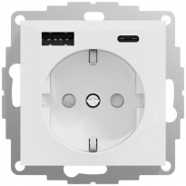 Pistorasia ELKO RS Nordic 1-osainen + 2xUSB A+C 3A KL, kirkkaan valkoinen