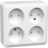 Pistorasia Gelia Connect 2 Home, 4-osainen, 16A, maadoittamaton, pinta-asennus, valkoinen