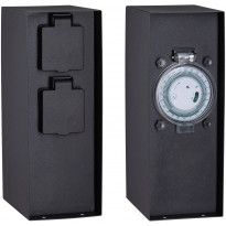 Pistorasiatolppa Paulmann Rio, 2 pistorasiaa, ajastus, 85x120x230mm, IP44, antrasiitti