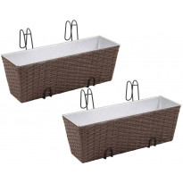 Puolisuunnikas parvekkeen kukkaruukkusarja 50cm 2 kpl ruskea