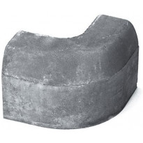 Upotettava reunakivi Rudus H12, kulma R250 kupera, 702x170x300mm, sileä, harmaa