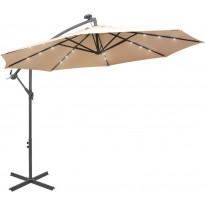 Roikkuva päivänvarjo led-valoilla 300cm metallitanko hiekka