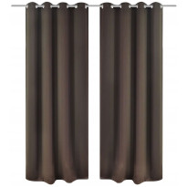 Ruskeat pimennysverhot metallirenkailla 2 kpl 135 x 245 cm