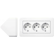Pistorasia Schneider Electric Exxact, 3-osainen, pinta-asennus kulmaan, valkoinen