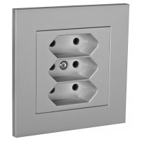 Pistorasia ELKO Plus, 3xEURO/16A/IP20 UPR, alumiini